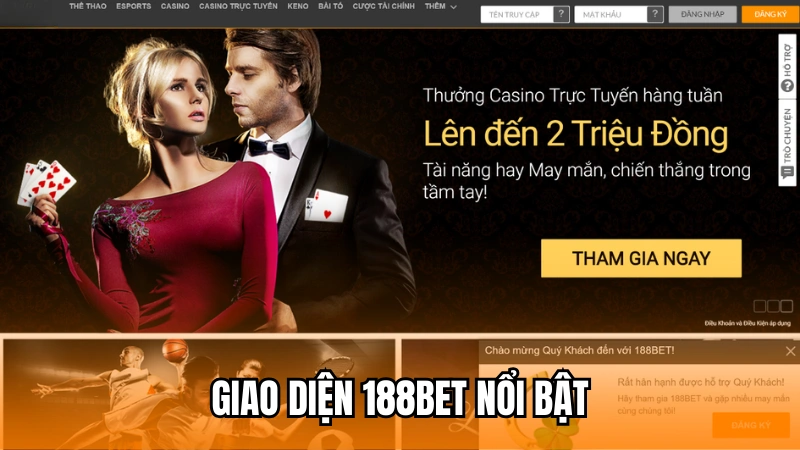 Nhà cái 188Bet có giao diện trang chủ nổi bật